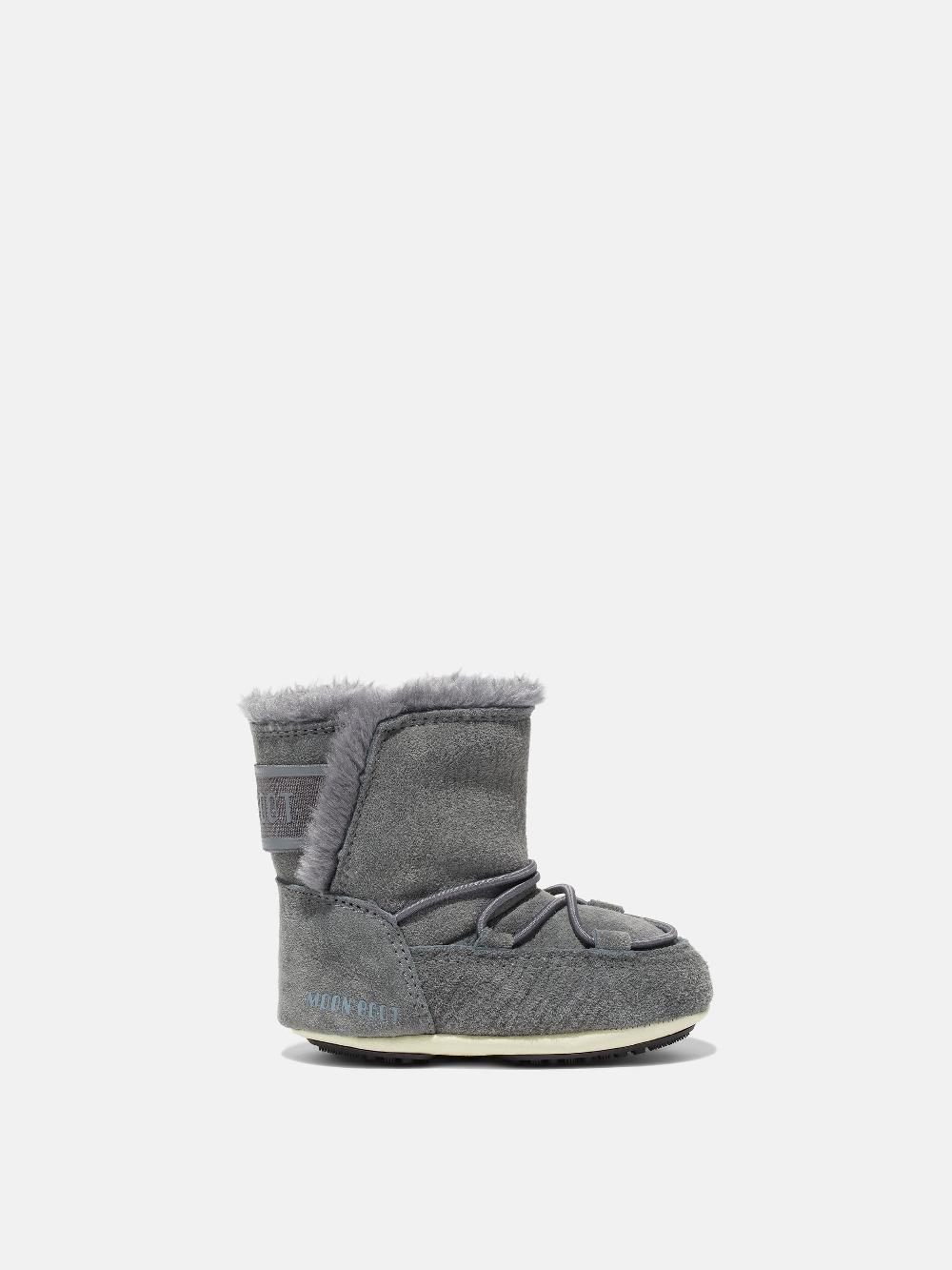 Moon Boot CRIB GRIGIO IN PELLE SCAMOSCIATA Sconto