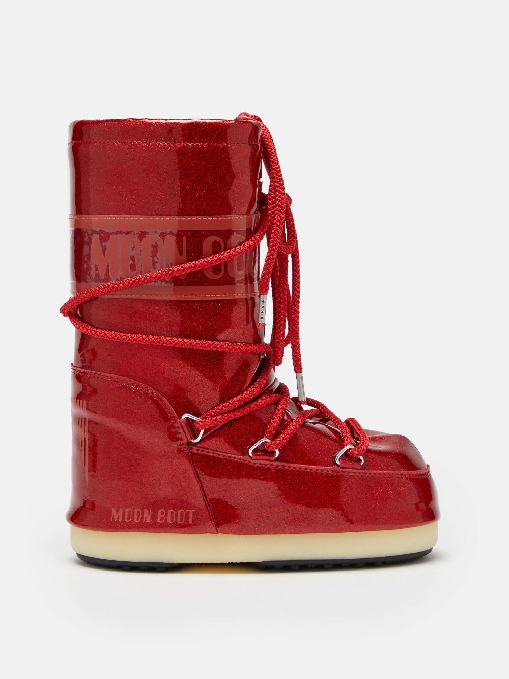 Moon Boot ICON JUNIOR GLITTER ROSSO Offerta