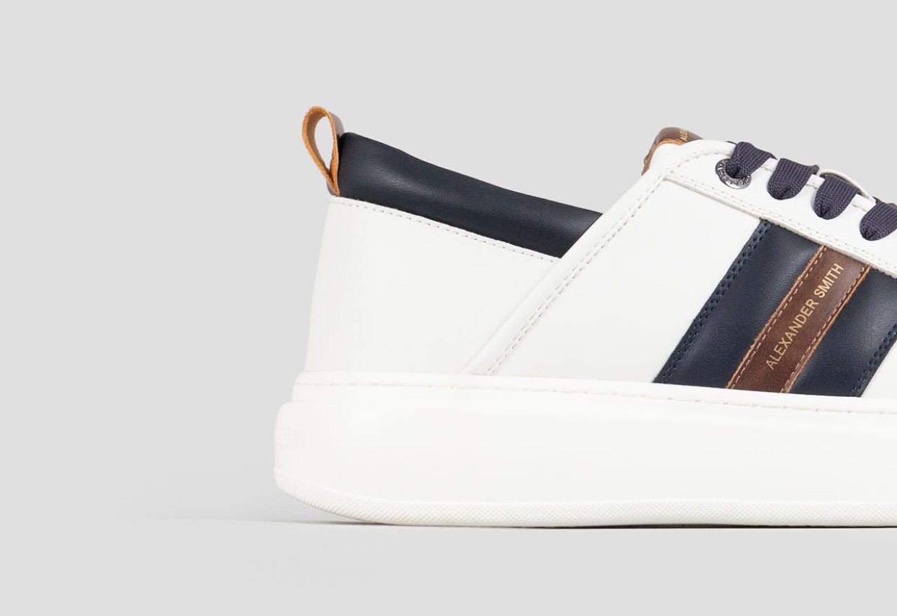 Alexander Smith ECO-WEMBLEY MAN WHITE BLUE COGNAC Vendita Calda