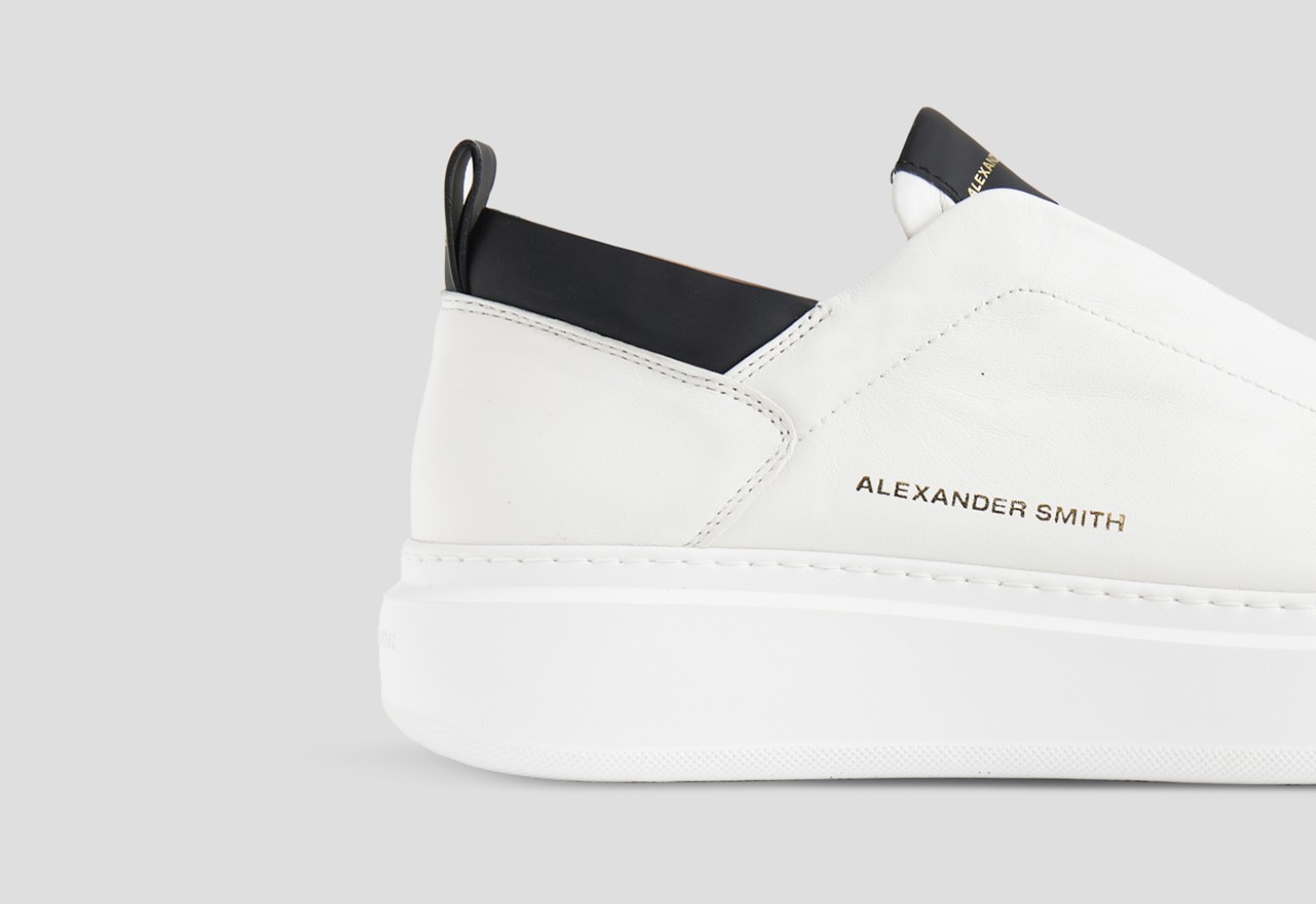 Alexander Smith WEMBLEY SLIP-ON MAN WHITE BLACK Vendita Economica