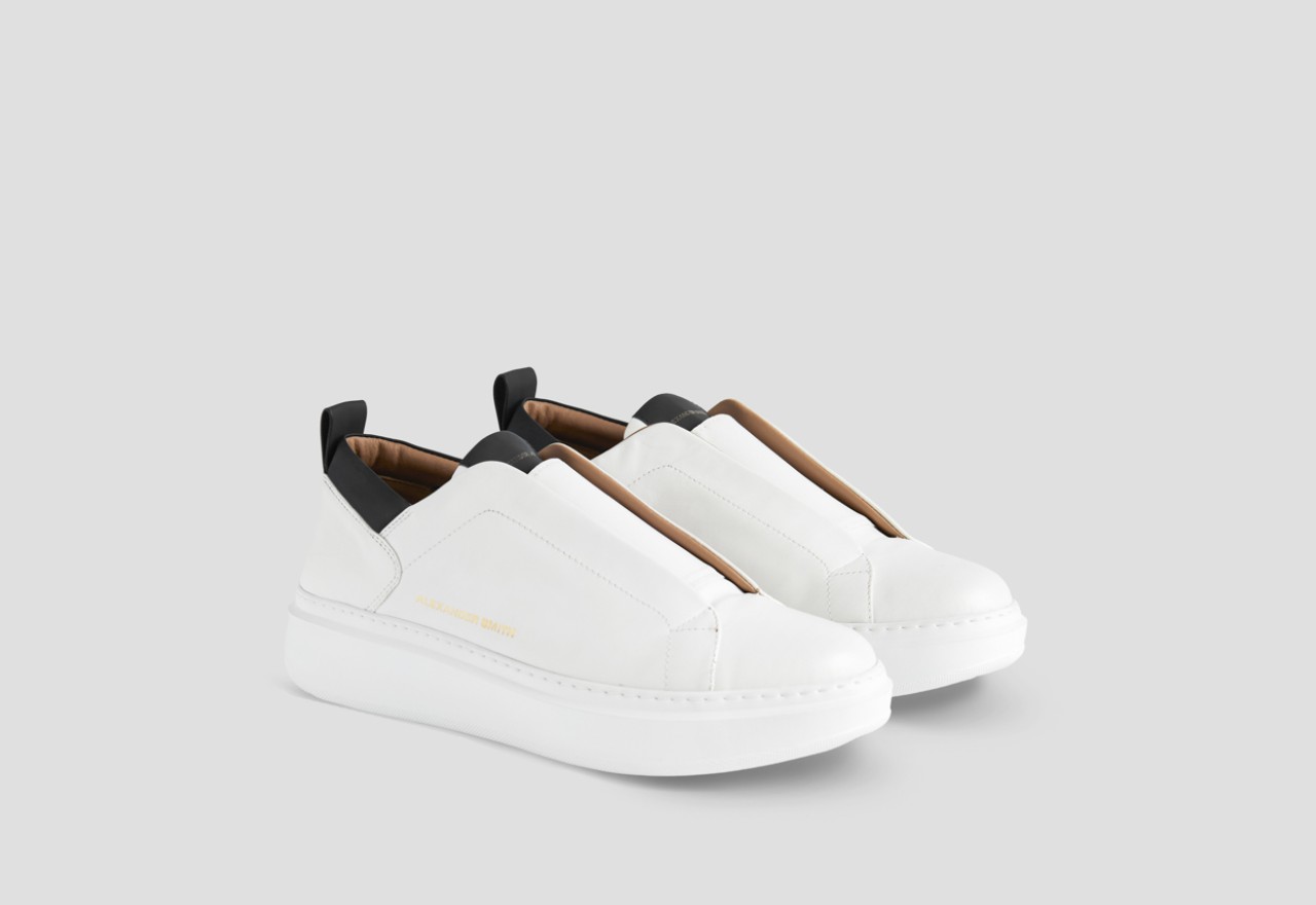 Alexander Smith WEMBLEY SLIP-ON MAN WHITE BLACK Vendita Economica