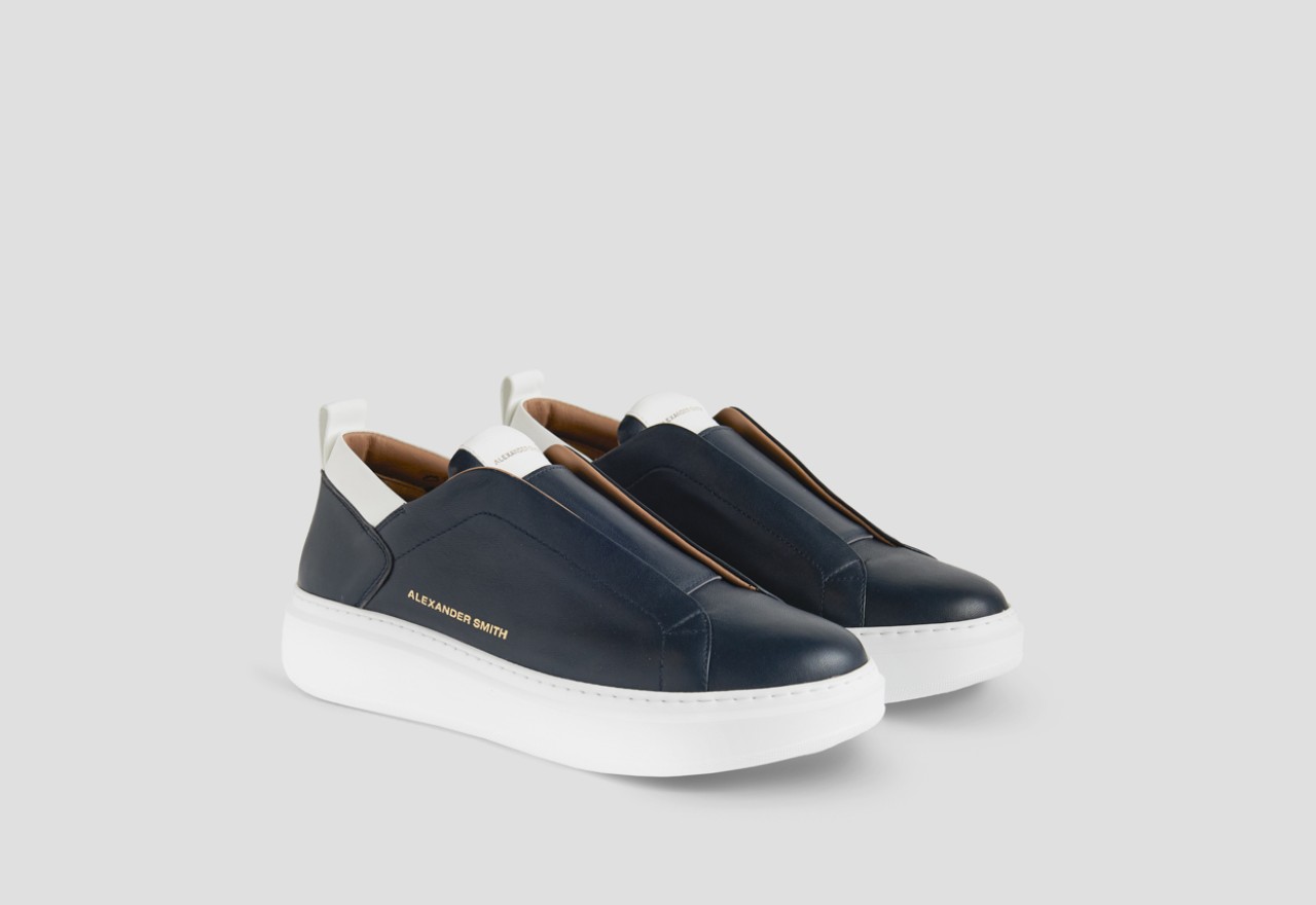 Alexander Smith WEMBLEY SLIP-ON MAN BLUE WHITE Saldi Di Fabbrica