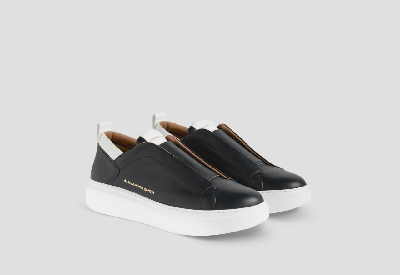 Alexander Smith WEMBLEY SLIP-ON MAN BLACK WHITE I Più Venduti