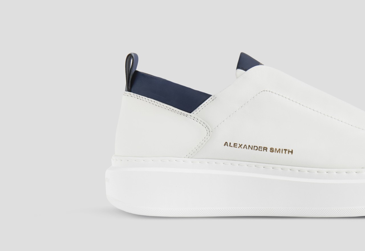 Alexander Smith WEMBLEY SLIP-ON MAN WHITE BLUE Vendite Flash