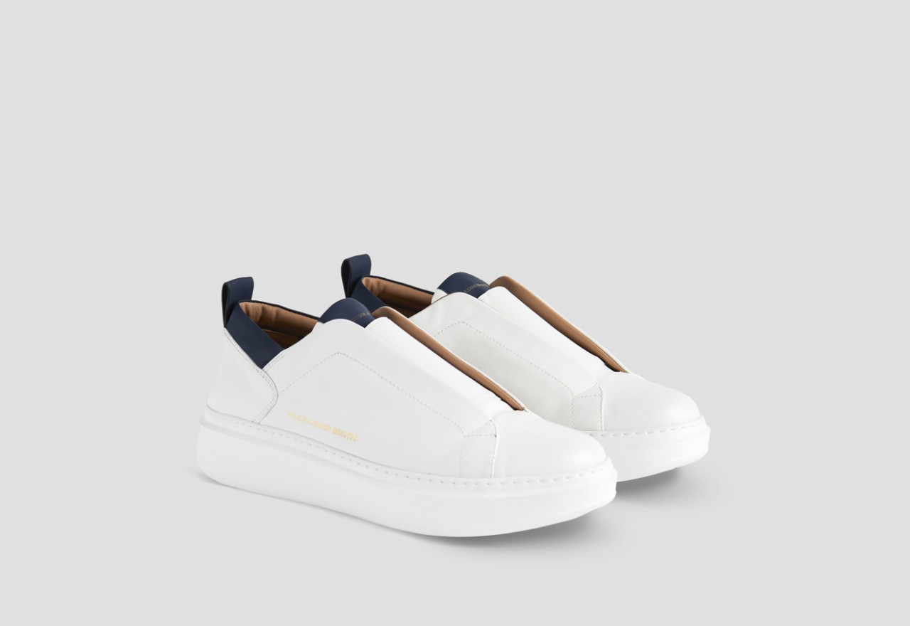Alexander Smith WEMBLEY SLIP-ON MAN WHITE BLUE Vendite Flash
