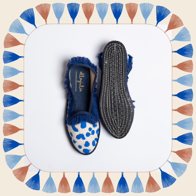Allagiulia -Capsule Santorini- Friù Venezia Frangia CANVAS TIGROTTO BLUETTE Negozi Online