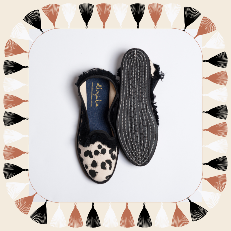 Allagiulia -Capsule Lamu- Friù Venezia Frangia CANVAS TIGROTTO NERO Promozione Limitata