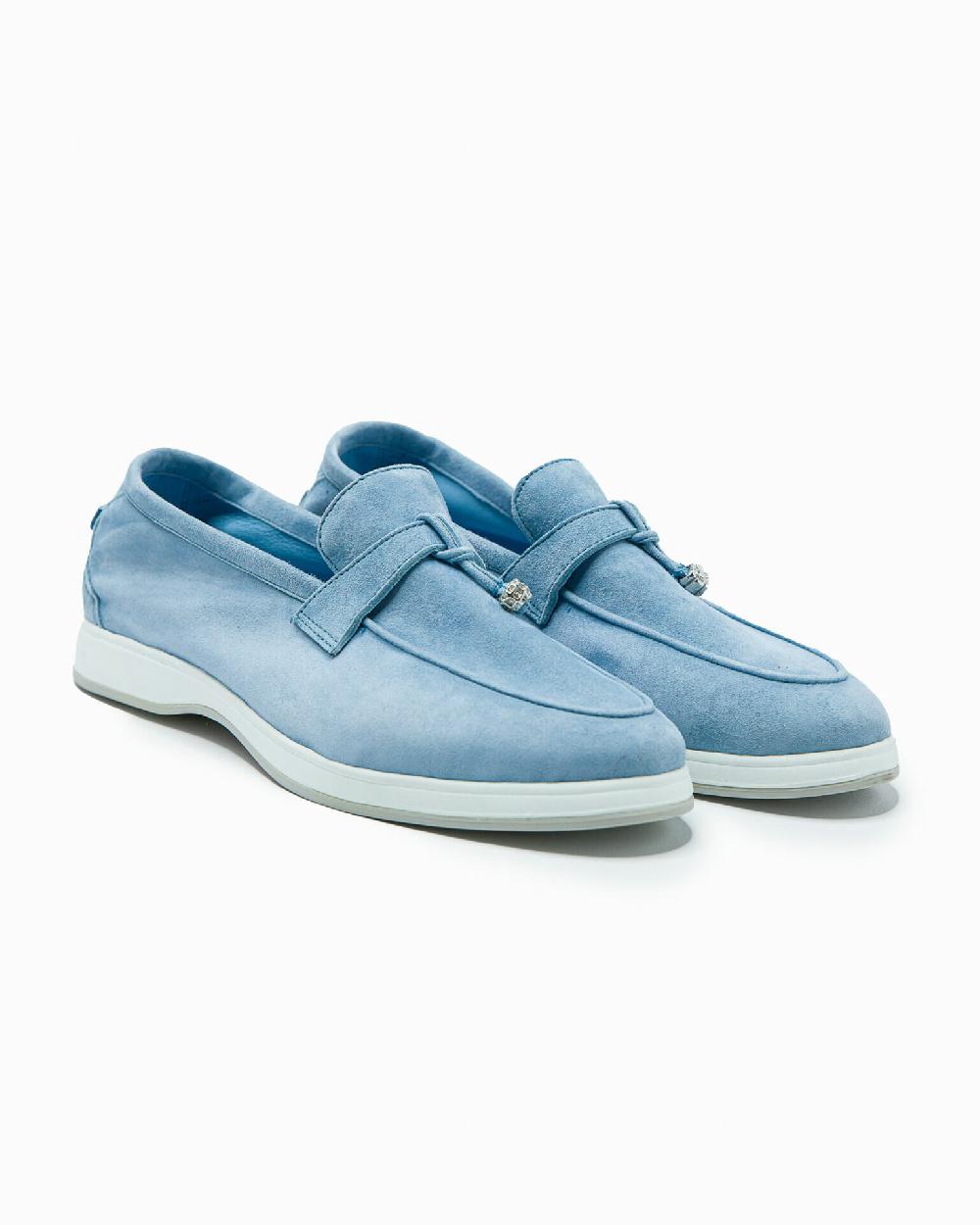 Andrea ventura Mocassino senza lacci con charms color argento Aq-D BEACH-CHARMS1 in suede color azzurro Negozio