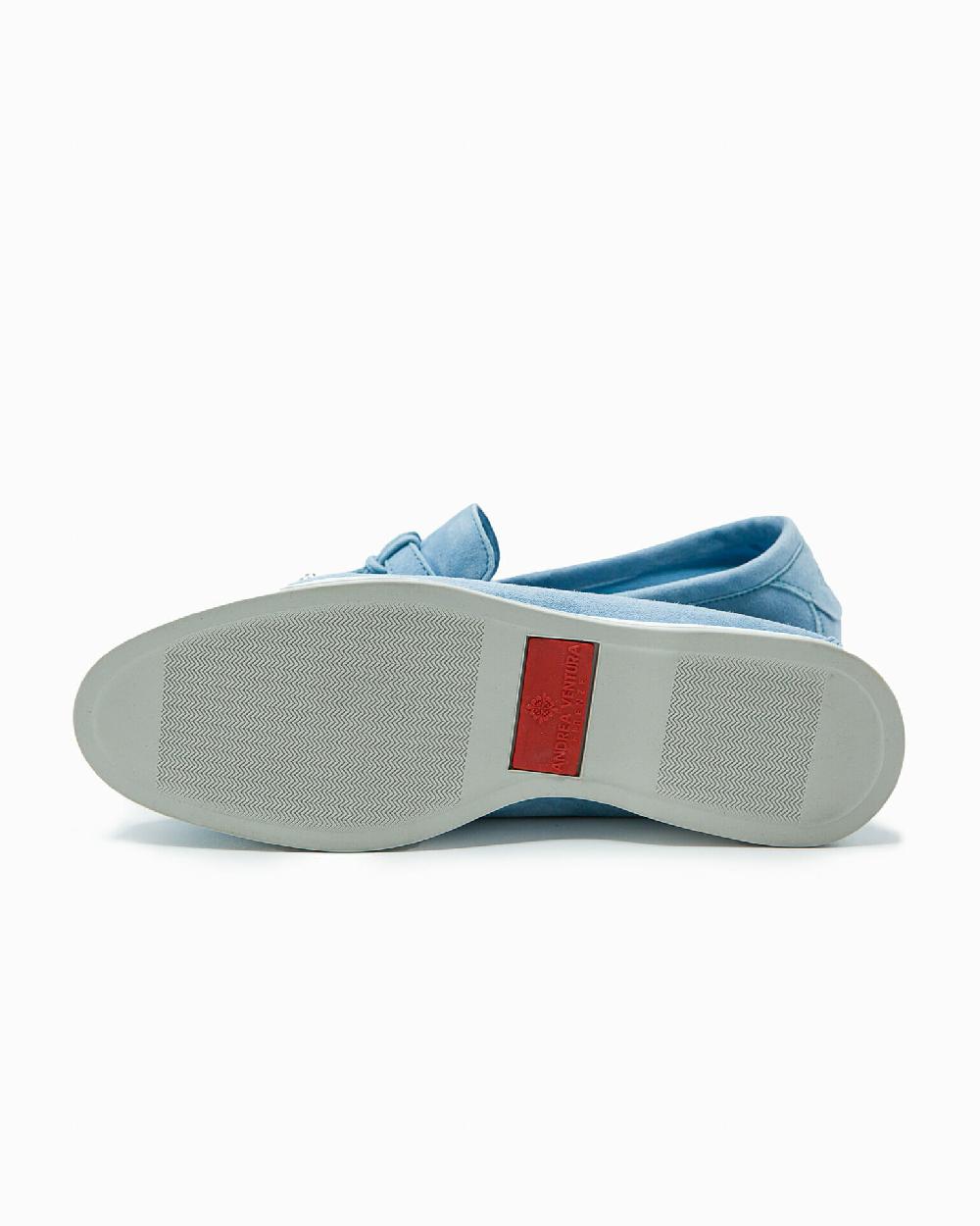 Andrea ventura Mocassino senza lacci con charms color argento Aq-D BEACH-CHARMS1 in suede color azzurro Negozio