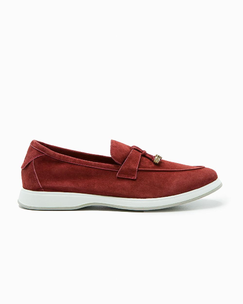 Andrea ventura Mocassino senza lacci con charms color argento Aq-D BEACH-CHARMS1 in suede color mattone
