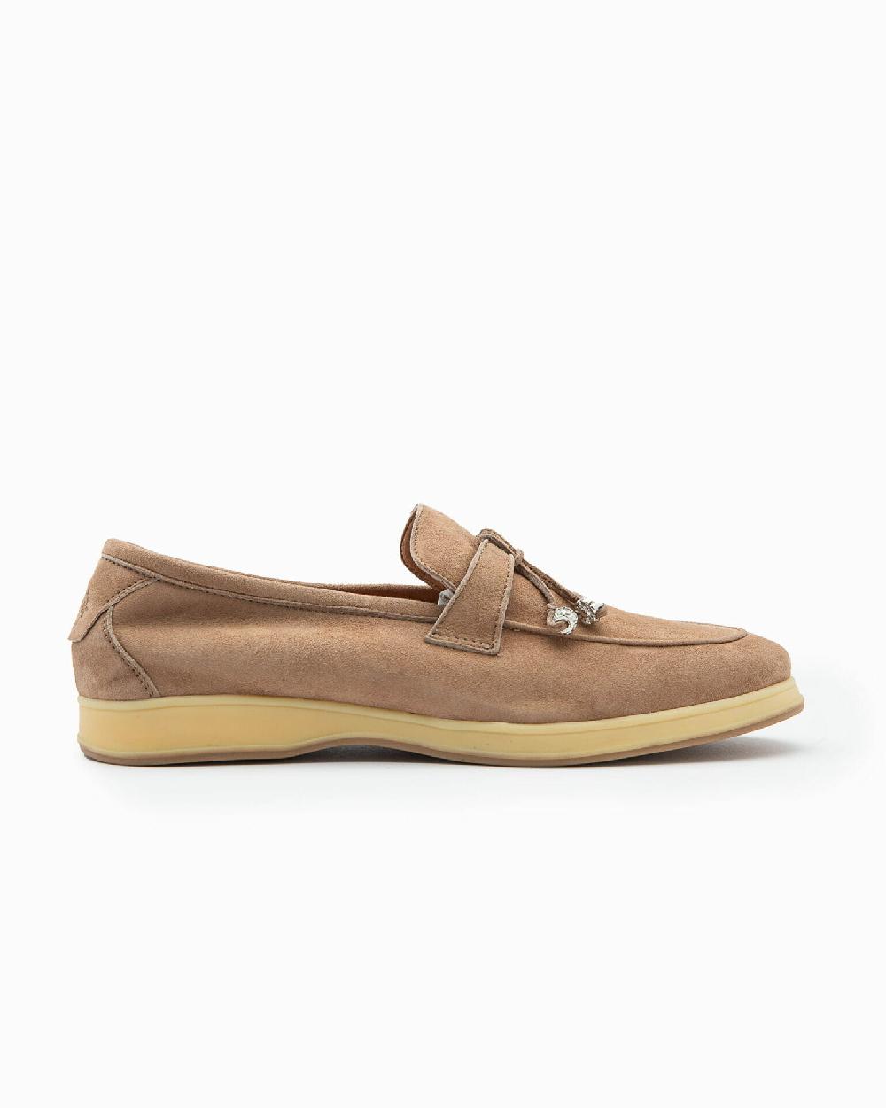 Andrea ventura Mocassino senza lacci con charms color argento Aq-D BEACH-CHARMS1 in suede color park avenue