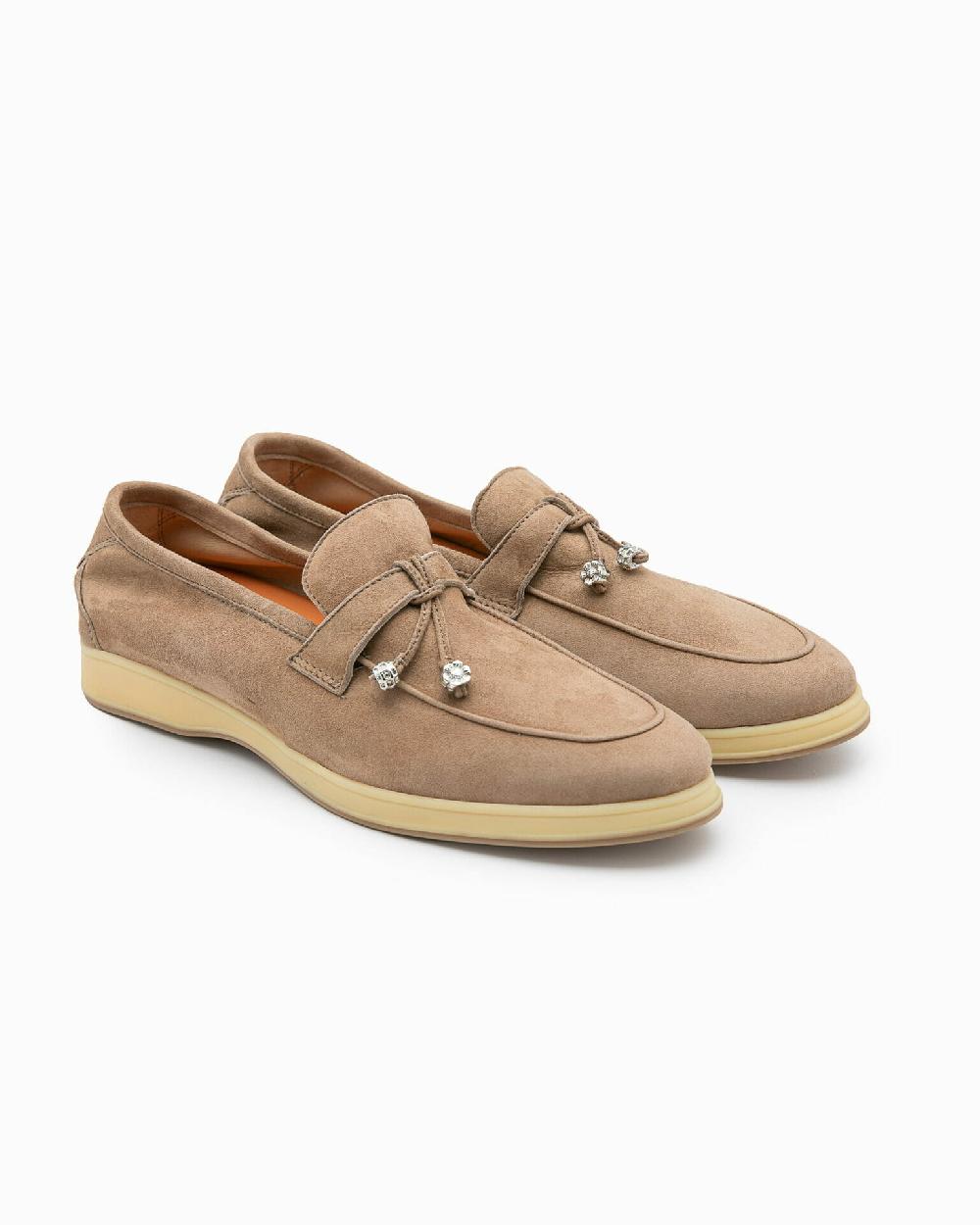 Andrea ventura Mocassino senza lacci con charms color argento Aq-D BEACH-CHARMS1 in suede color park avenue Moda