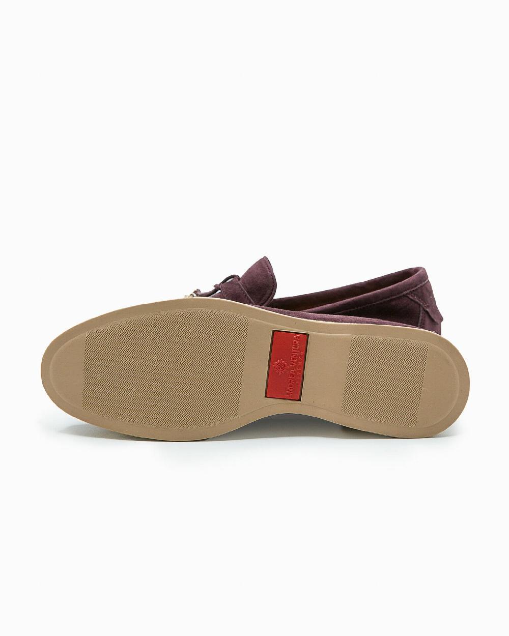 Andrea ventura Mocassino senza lacci con charms color oro Aq-D BEACH-CHARMS2 in suede color aubergine 2025